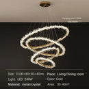 GobekUsa Golden Round Crystal Chandelier | Nordic Luxury LED Halo Chandelier for Living Room