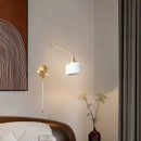 GobekUsa Ceramic LED Wall Lamp, Pull Chain Switch, Nordic Copper, Small Size