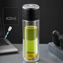 GobekUsa Insulated Glass Cup: Large Capacity, One-Click Open Lid, Heat-Resistant Double-Layer