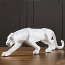 GobekUsa Leopard Geometric Resin Statue - Modern Wildlife Panther Sculpture for Home Office