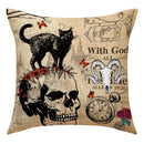 GobekUsa Halloween Pillowcase Set - Festive Sofa Cushion Covers with Pumpkin Cat Witch Hat Print.