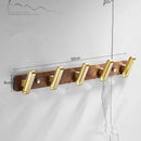 GobekUsa Brushed Gold Wood and Aluminum Robe Hook Towel Hanger for Bathroom and Kitchen