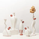 GobekUsa Geometric Black Lines Resin Vase - Handcrafted Floral Home Decor