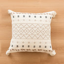 GobekUsa Boho Tufted Fringed Black White Geometry Printed 45x45cm Pillowcase