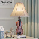 GobekUsa Kids Violin LED Table Lamp for Bedroom - Modern Fabric Stand Light