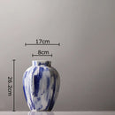 GobekUsa Blue & White Porcelain Vase: Ink Style Flowers, Aesthetic Room Decor