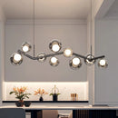 GobekUsa Glass Globe Black Led Pendant Chandelier - Nordic Style Dining Room Decor
