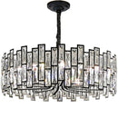 GobekUsa Black Crystal Chandelier: Elegant Round Hanging Lamp for Living Room, Dining Room & Restaurant