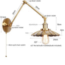 GobekUsa Gold LED Industrial Wall Lamp with Pull Chain Switch