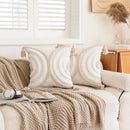GobekUsa Geometric Tufted Beige Gray Cushion Cover Nordic Style for Modern Decor