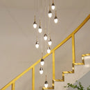 GobekUsa Gold LED Staircase Chandelier | Luxury Large Living Room Pendant Lamp