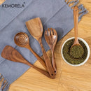 GobekUsa 5-Piece Natural Wooden Tableware Set | Kitchen Cookware Utensils