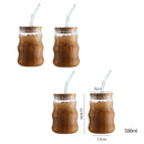 GobekUsa Glass Cup Set with Lid and Straw, Transparent Drinkware for Tea, Juice, Beer or Milk