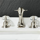 GobekUsa Gold Basin Faucet: Brass Nickel Dolphin Bathroom Sink Faucet, 3 Hole Widespread