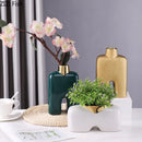 GobekUsa Gold Ceramic Vase Desk Decor Artificial Flower Arrangement Aesthetic Room Vase