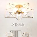 GobekUsa Creative Star LED Ceiling Chandelier - Brushed Antique Gold Living Bedroom Lamp