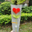 GobekUsa Hand Woven Love Heart Yarn Crochet Flower Bouquet with Green Leafy Branch