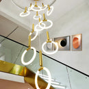 GobekUsa Golden Acrylic Round LED Chandelier for Modern Nordic Living Room Kitchen