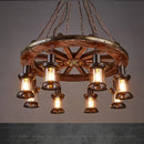 GobekUsa Iron Wheel LED Pendant Lights - Industrial Metallic Lustre Hanging Lamps