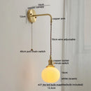 GobekUsa Copper Ceramic LED Wall Light Pull Chain Switch Modern Bedroom Lamp