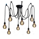 Black Industrial Spider Pendant Light, 6-Light Iron