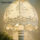 GobekUsa Lace Fabric Table Lamp Led Desk Light for Home Wedding Decor Bedroom