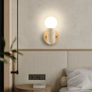 GobekUsa LED Wall Sconce Pull Chain Switch Modern Wood Yellow Travertine Stair Light
