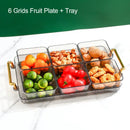 GobekUsa 6-Grid Divided Fruit Plate Snack Dish Dry Fruit Tray Light Luxury Tray
