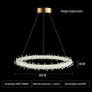 GobekUsa Crystal Flower LED Chandelier Round Ring Pendant for Dining Living Room Lighting