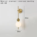 GobekUsa LED Wall Sconce White Acrylic Ball Gold Metal Bedroom Lighting