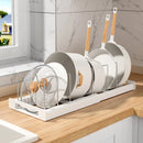 GobekUsa Kitchen Organizer: Expandable Storage Rack for Cabinets with Drawer and Cutting Board Slot