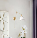 GobekUsa Ceramic LED Wall Lamp, Pull Chain Switch, Nordic Copper, Small Size