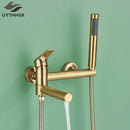 GobekUsa Brass Wall Mounted Bathtub Shower Mixer Tap Set for Bathroom