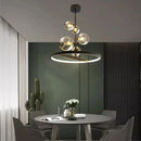 GobekUsa Black Glass Ball LED Pendant Chandelier for Dining Room, Kitchen, and Restaurant