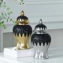 GobekUsa Elegant Golden Porcelain Jar for Home Decoration and Storage