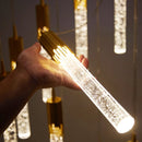 Modern Crystal Rod Pendant Light in Black or Gold