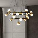 GobekUsa Gold Balls LED Chandelier: Art Deco Round Lighting with Acrylic Balls for Home Décor