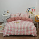 GobekUsa Japanese Grid Print Bedding Set for All Seasons, Queen/King Size Quilt Cover