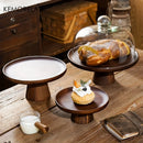 GobekUsa Japanese Wooden Cake Tray with Glass Lid | Kitchen Food Storage Box