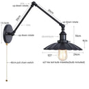 GobekUsa Gold LED Industrial Wall Lamp with Pull Chain Switch