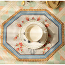 GobekUsa Baroque Flowers Fringe Placemat Set- Luxury Cotton Linen Retro Hexagon Table Mats