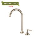 GobekUsa Brass Basin Faucet Brushed Gold Double Bracket Two Holes Hot Cold Mixer