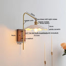 GobekUsa Glass Copper LED Wall Lights Modern Bedside Lamp for Bedroom Living Room