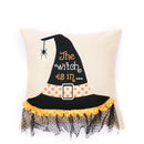GobekUsa Halloween Wizard Hat Spider Embroidered Throw Pillow Cover