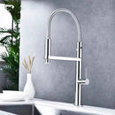 GobekUsa Gold Brass Kitchen Faucet with Foldable Pull Down Spring Spout Mixer Tap