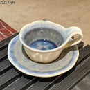 GobekUsa Kiln Porcelain Cup & Saucer: Creative Retro Coffee Mug Set