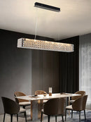 GobekUsa Crystal Chandelier: LED Ceiling Dining Room Lighting for Long Table Decor