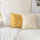 GobekUsa Daisy Floral Embroidery Pillow Cover 45x45cm/30x50cm White Blooms Cozy Soft Décor