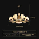GobekUsa All Copper Marble Jade Chandelier: Luxury Living Room Hall Bedroom Lighting