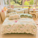 GobekUsa Cartoon Print Milk Velvet Bedding Set: Cozy, Skin-Friendly Winter Bedclothes